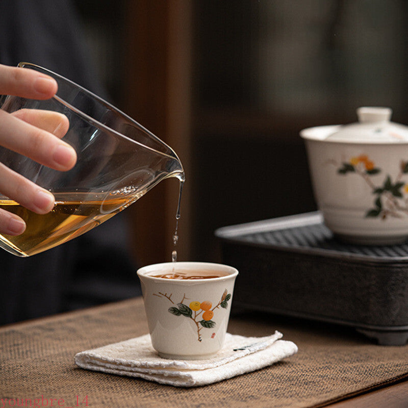 1Pc Chinese Handmade Ceramic Teacup Hand Painted Flower Porcelain Tea Cup