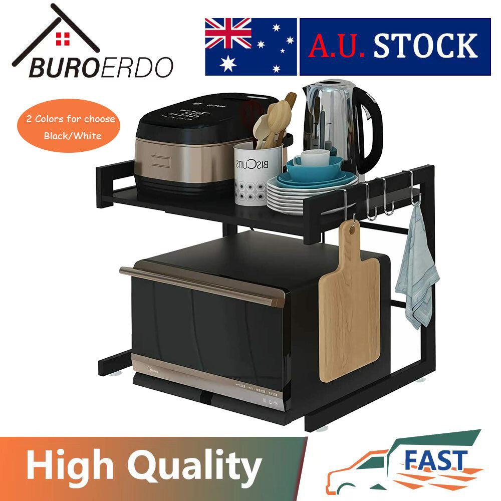 Kitchen Microwave Oven Metal Shelf Rack Adjustable Stand Organizer Storage AU