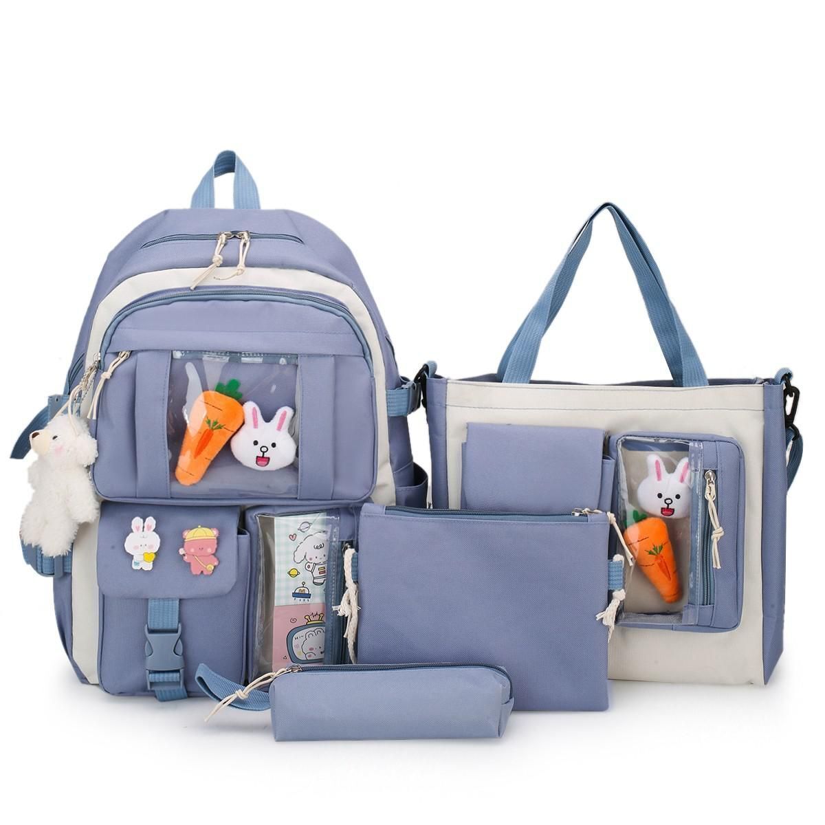 4 in 1 Piece Set Backpacks Waterproof Canvas Schoolbag Fashion School Students