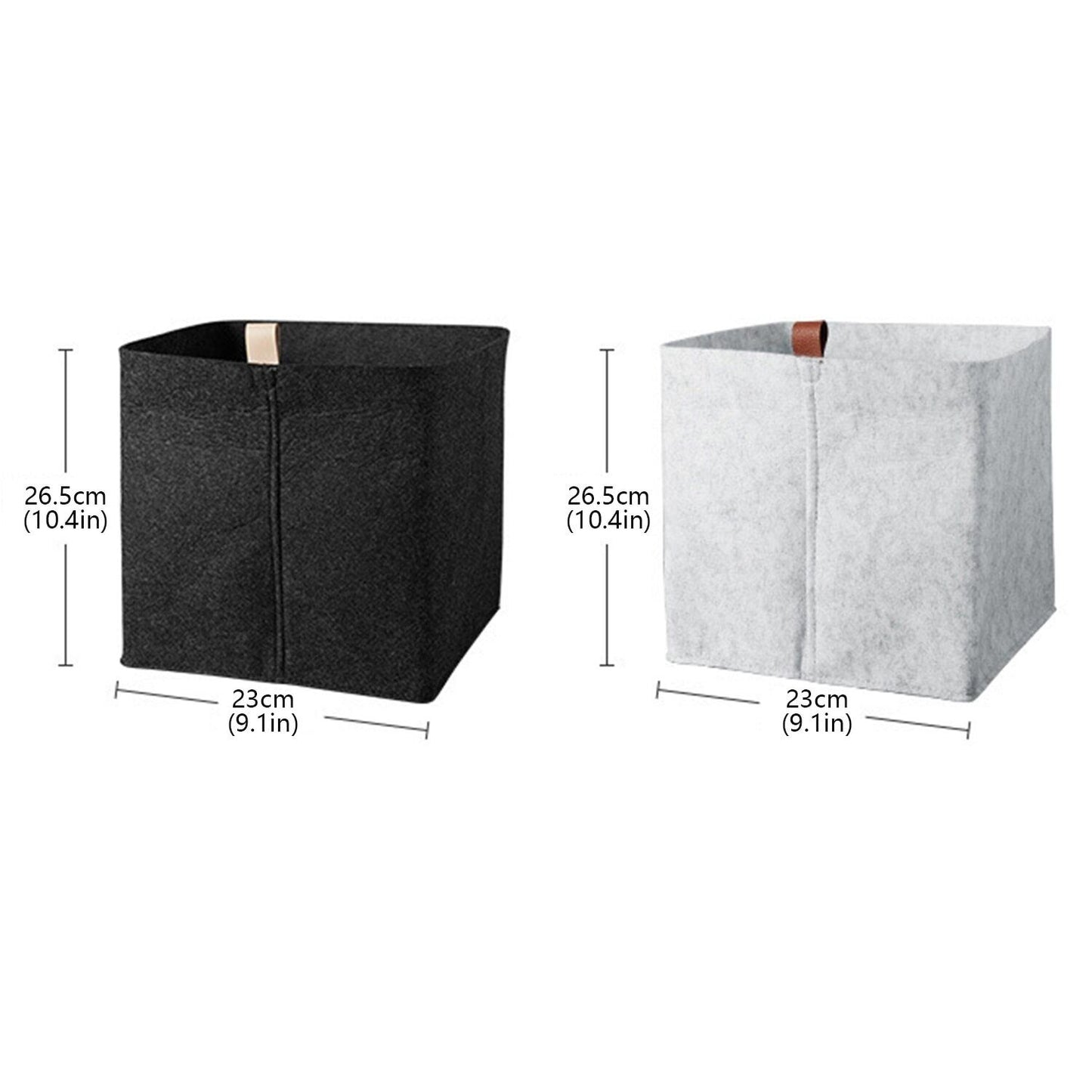 1pc Living Room Tea Table Gray Sundries Storage Basket Cloth Felt Storage Box