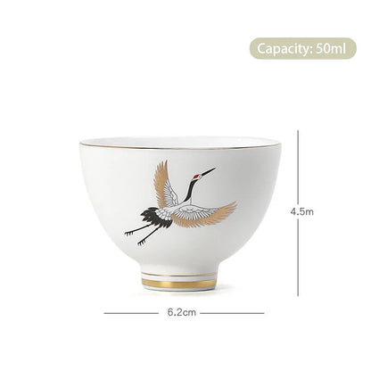 1PC Chinese Ceramic Teacup Hand Painted Bird Pattern Handmade Tea Bowl Set