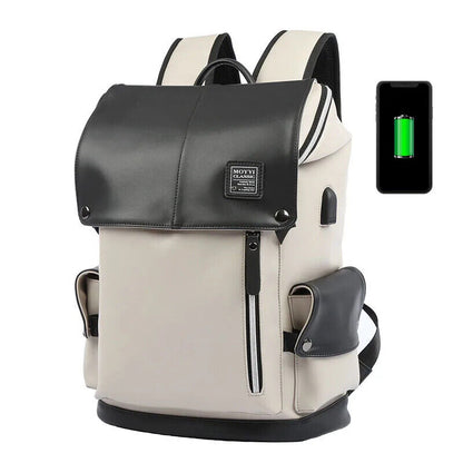 Man Backpack PU USB Laptop School Bag Travel Multi-color backpack Bag