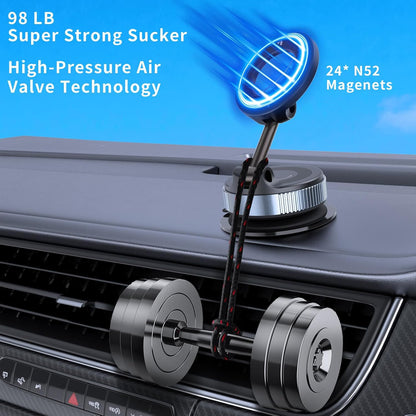 Upgraded Vacuum Magnetic Car Phone Holder, 360° Rotation Suction Phone Mount, Fo