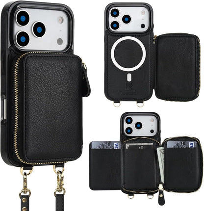 for Magsafe Crossbody Wallet Case Compatible with Iphone 17 Pro, RFID Blocking P