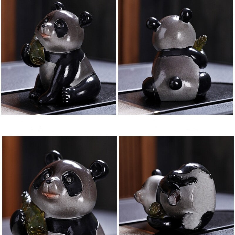 Color Change In Touch Of Hot Water Resin Panda Statue Table Decoration Tea Pet