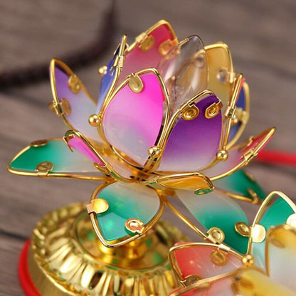 2pcs Buddhist Colorful Temple Shrine Prayer Worship Buddha Lotus Lamp 4.7"
