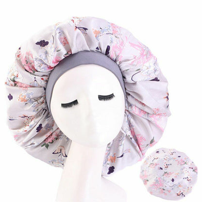 Sleep Night Cap Big Size Beauty Satin Silky Bonnet Head Cover Hat Curly Springy