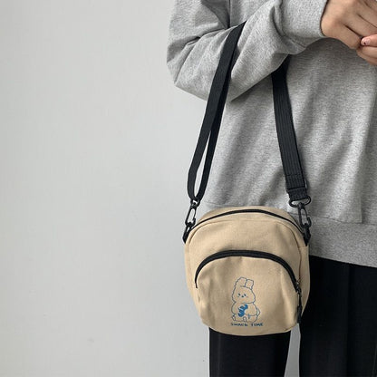Rabbit Canvas Small Crossbody Bag Casual Student Vintage Purse Handbag Shoulder