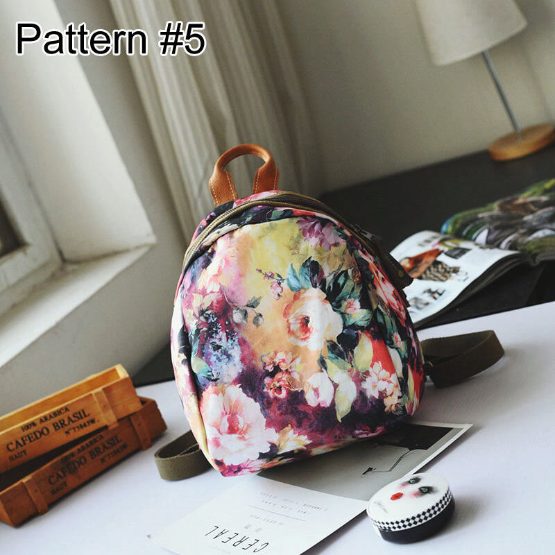 Convertible Floral Nylon Small Backpack Rucksack Sling Bag Chest Pack Purse