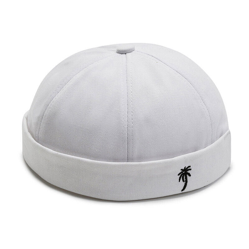 Men Retro Brimless Hat Skull cap Sailor Cap Beanie Rolled Cuff Adjustable