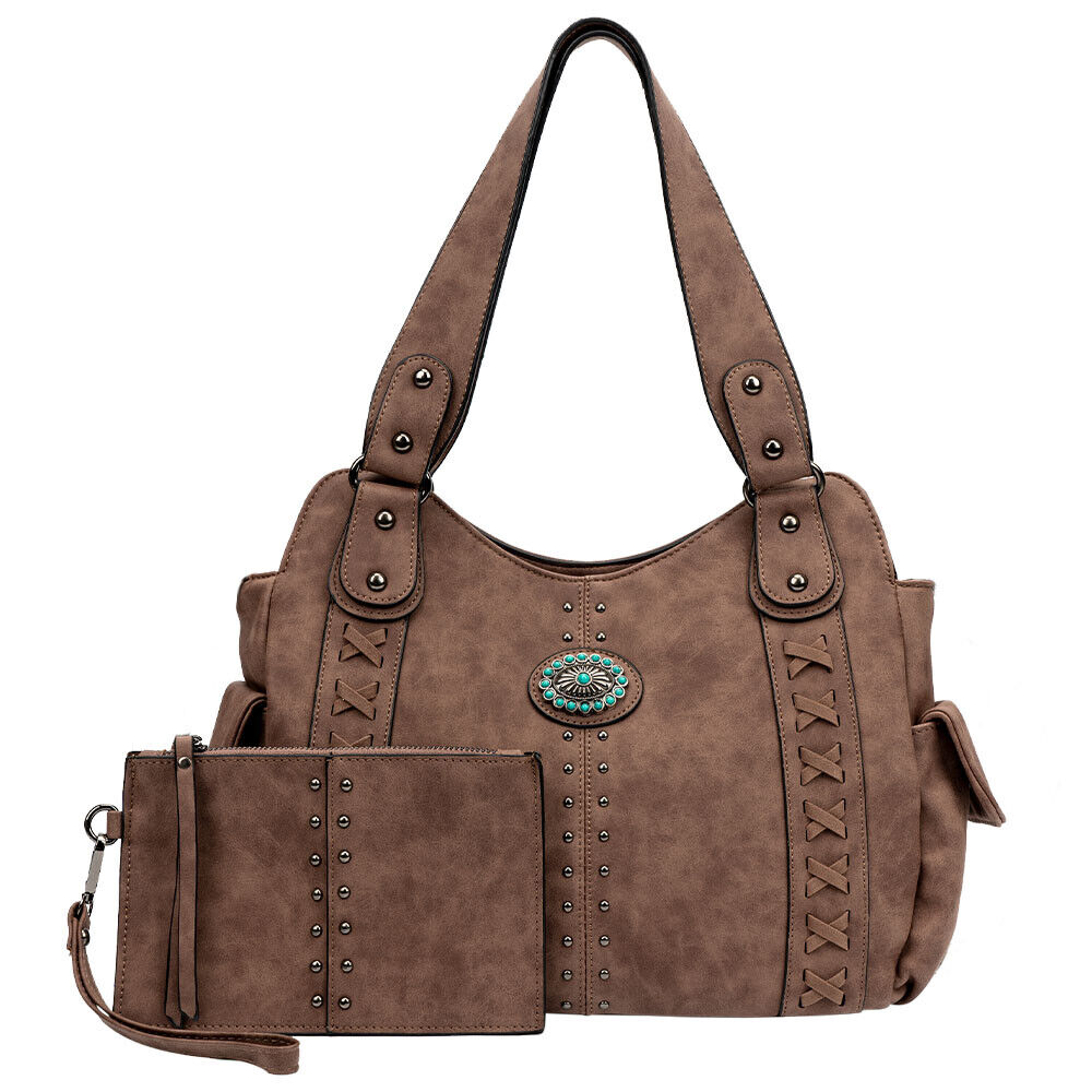 2x Celela Women Concealed Carry Shoulder Handbag Bag Turquoise Hobo W/ Wallet US