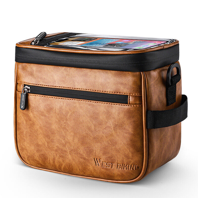 Waterproof PU Leather Bicycle Handlebar Touch Screen Bag Insulated Coolers Box