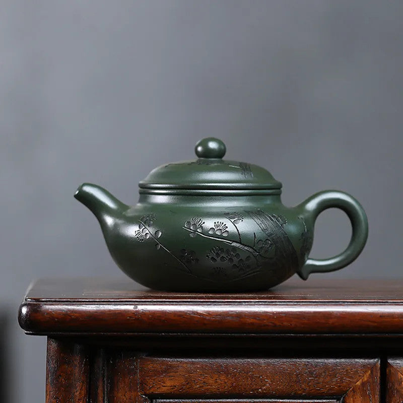 Chinese Yixing Handmade Teapot Plum Blossom Pattern Kettle Zisha Tea Set 300ml