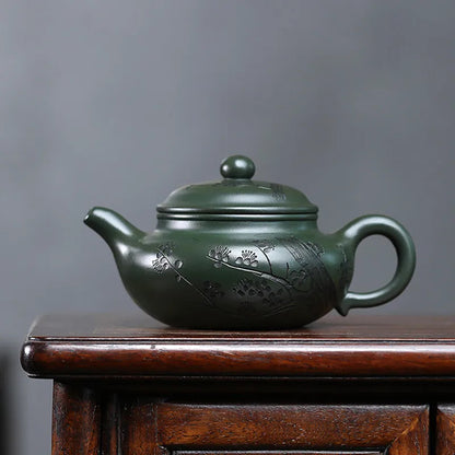 Chinese Yixing Handmade Teapot Plum Blossom Pattern Kettle Zisha Tea Set 300ml