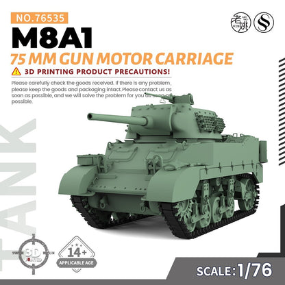 SSMODEL 1/76 20mm War Gaming Military Model Kit US 75mm Gun Motor Carriage M8A1