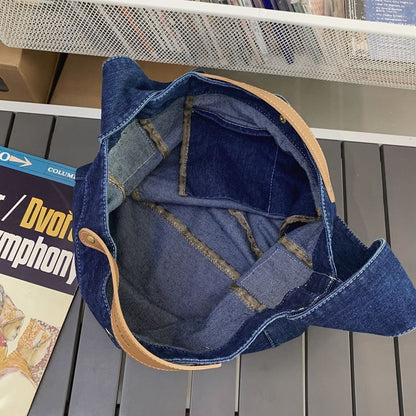 Versatile Denim Shoulder Bags Light Large Handbags Leisure Crossbody Bag Purse