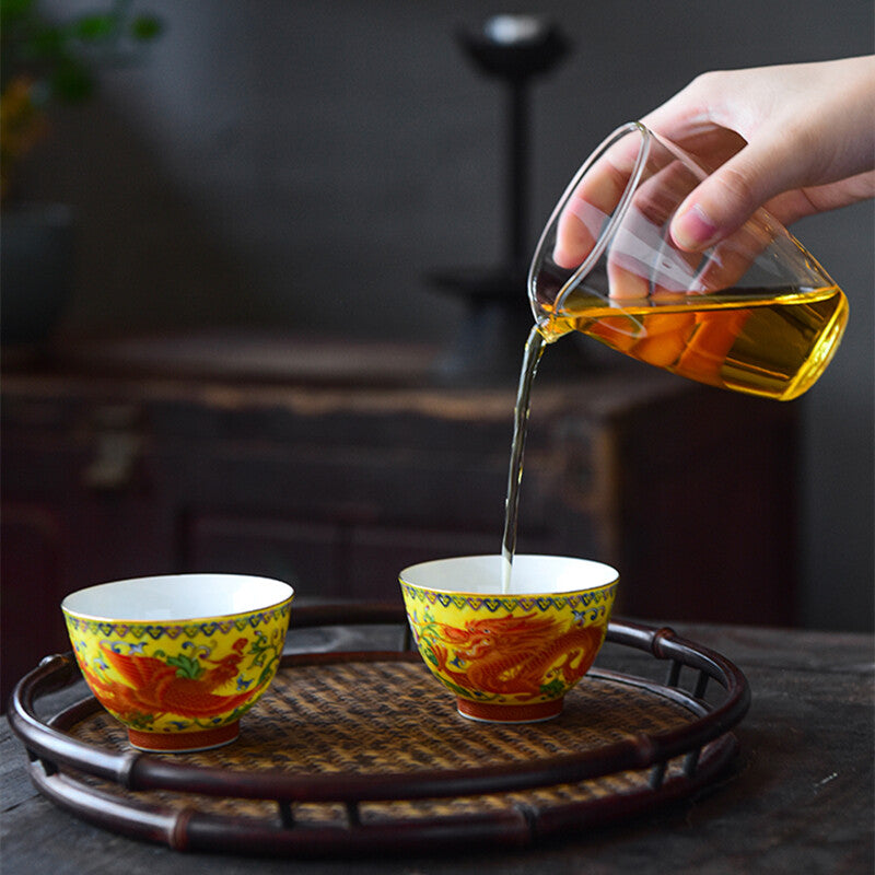 Chinese Tea Cup 100ml Porcelain Under Glaze Dragon Phoenix Master Cup Of Tea New