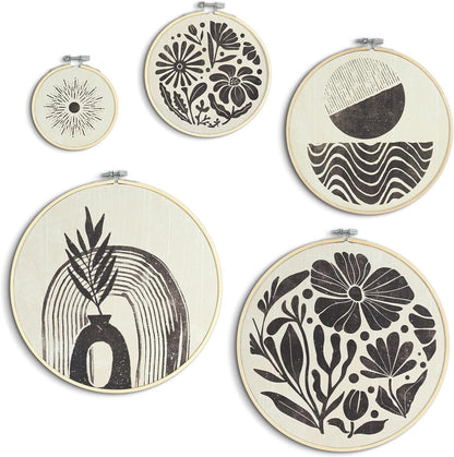 Wooden Wall Art Rustic Farmhouse Theme Round Home Decor Wall Mounted Set of 4