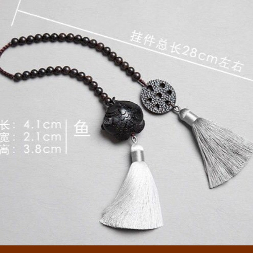 Ebony Fish Car Pendant "Year after Year Surplus" Luxury Rearview Mirror Charm