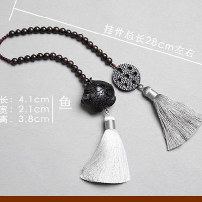 Ebony Fish Car Pendant "Year after Year Surplus" Luxury Rearview Mirror Charm