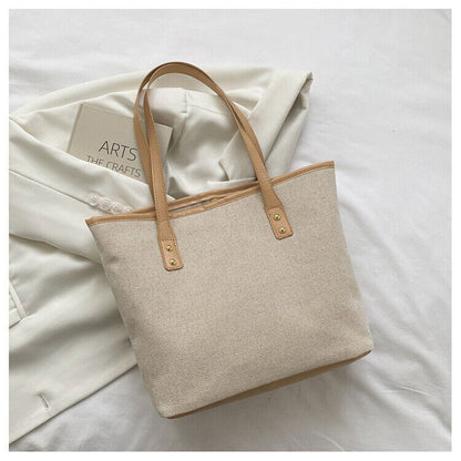 Women Jute Shoulder Handbag Tote Bag for Travel Beach Park Grocery Shopping