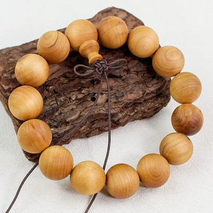 15mm*15 Natural Thuja Sutchuenensis Wood Round Beads Men Woman Lucky Bracelet