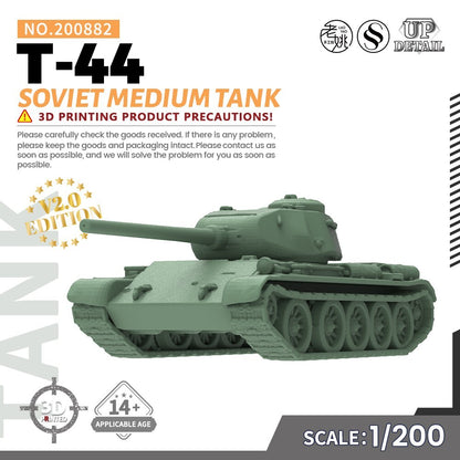 SSMODEL SS200882 1/200 Military Model Kit Soviet T-44 Medium Tank