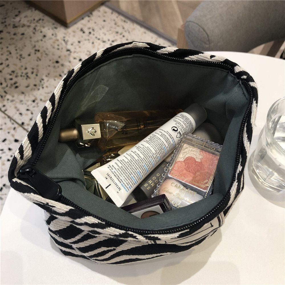 Cosmetic Bag Toiletries Storage Travelling Clutch Canvas Large Zipper Makeup Bag