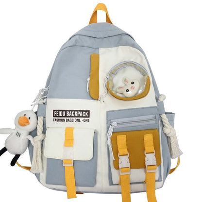 Nylon Bag Girl College Student Backpack Ladies School Bag Book Women Backpack
