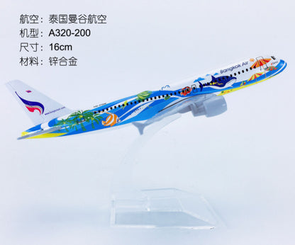 16CM Bangkok Air Airbus A320 Passenger Plane Airplane Diecast Aircraft Model