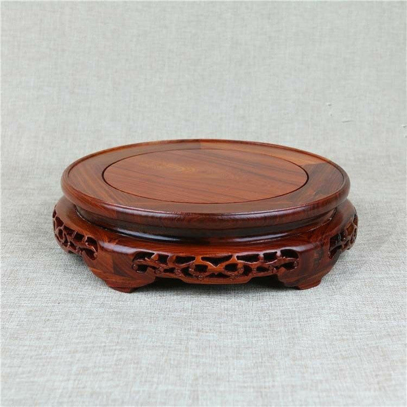 8.5" Rosewood Pedestal Solid Wood Round Base Display Stand for Vase Statue Gift