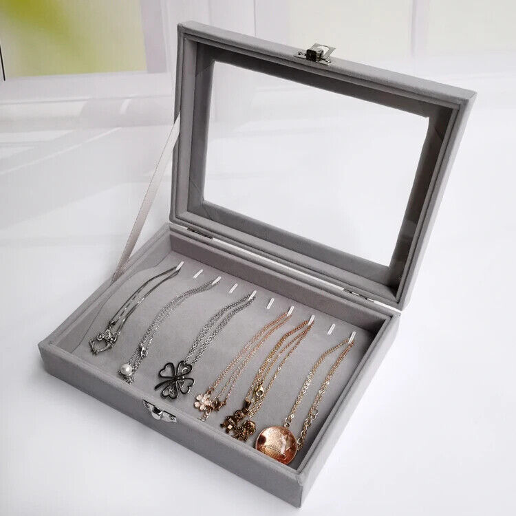Jewelry Storage Box Velvet Flannel Cover Bracelet Necklace Organizer 21x12.3x5cm