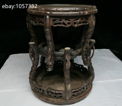 8"Old Chinese Solid Wood Base Display Stand for Vase Bottle Teapot Incense