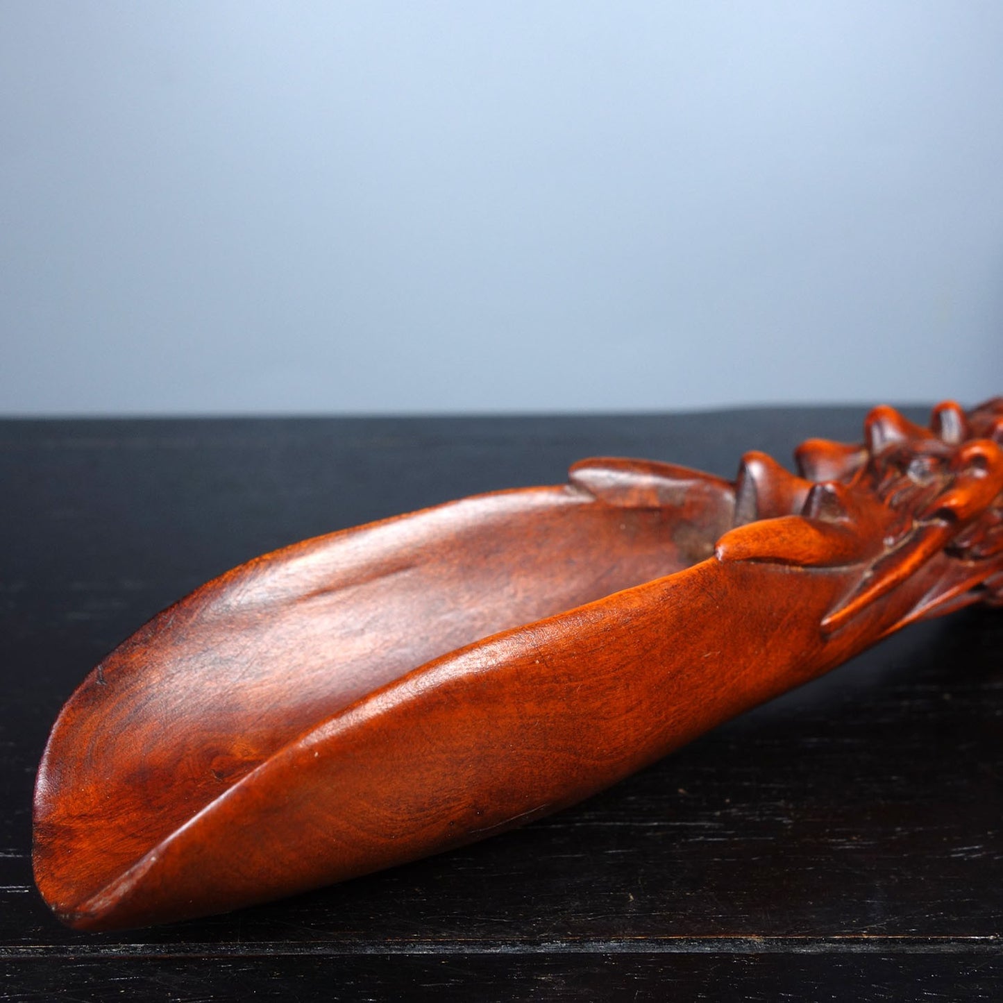 Vintage Boxwood Tea Scoop 5.91in 47g Dragon Pearl Carved Tea Tool
