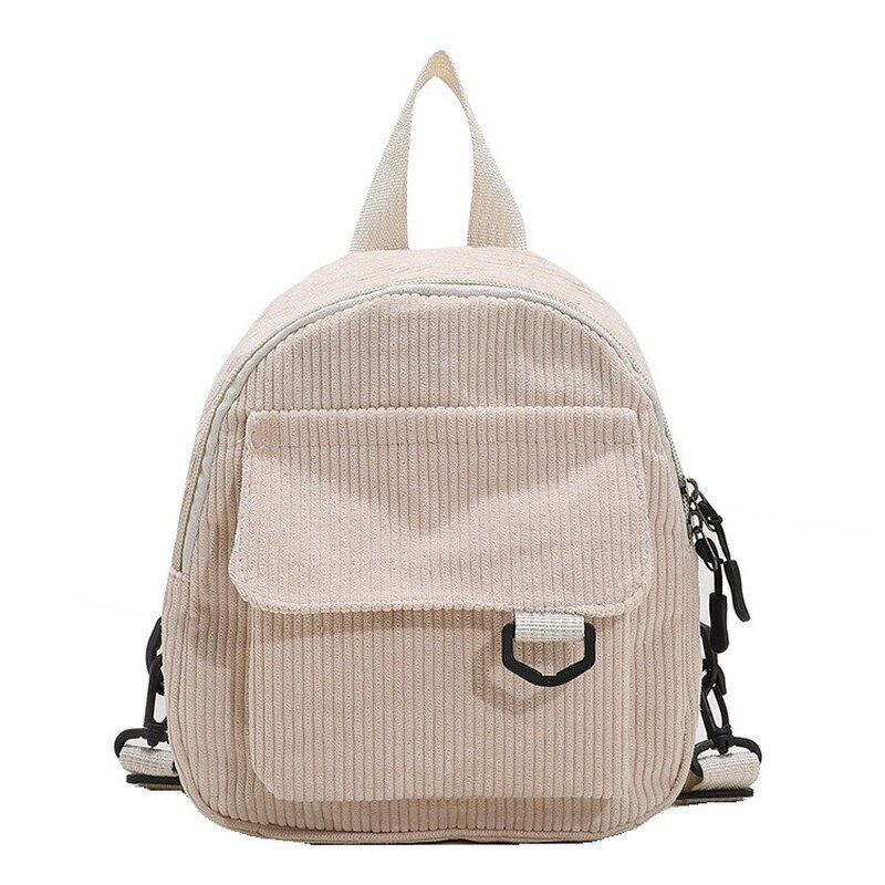Mini Backpack Solid Color Corduroy Small Bag Student Bookbag Traveling Backpacks