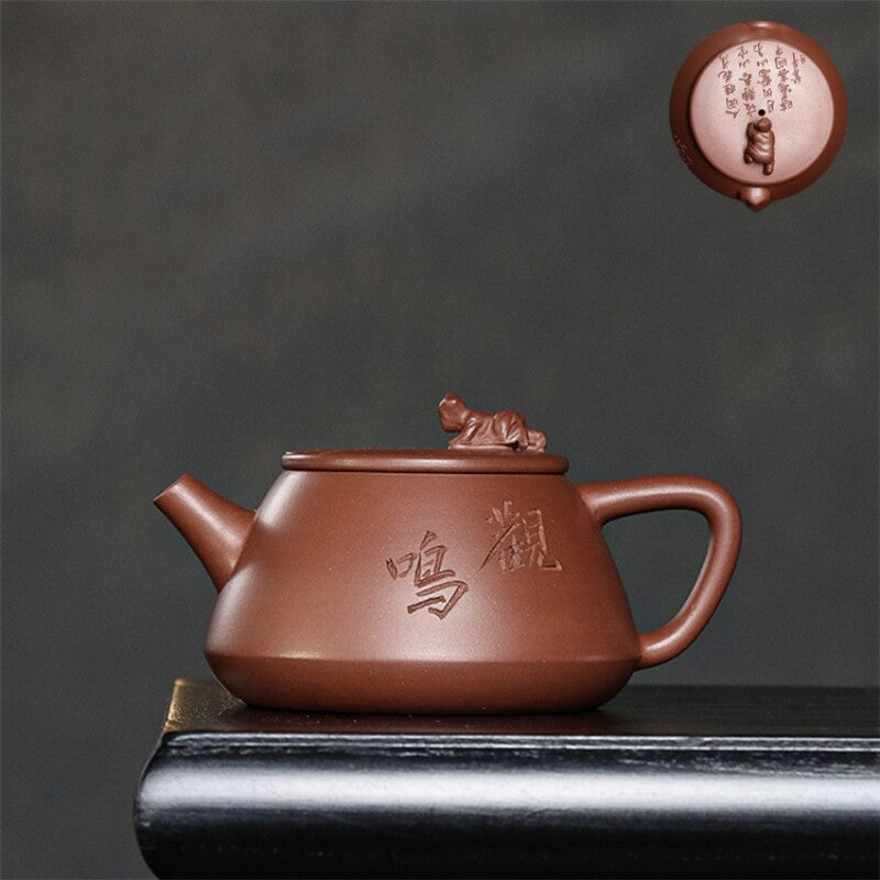 Hand Carved Tea Pot 9 Infuser Holes Original Ore Purple Grit Pot Handmade 240ml