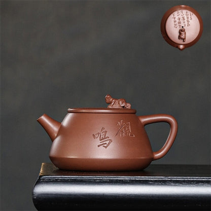 Hand Carved Tea Pot 9 Infuser Holes Original Ore Purple Grit Pot Handmade 240ml