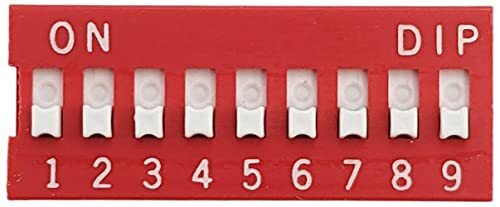 5 Pack DIP Switch w\ 9 Switches, 18-Pin, SPST, Red Color, 24.3mmx9.9mmx5.3mm