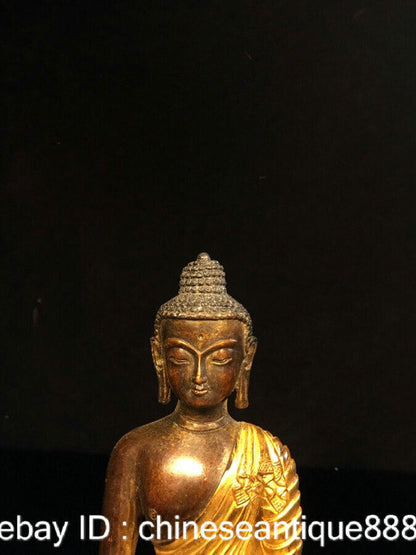 Old Tibet Buddhism Bronze Gilt Gold Menla Medicine Buddha Medical God Statue