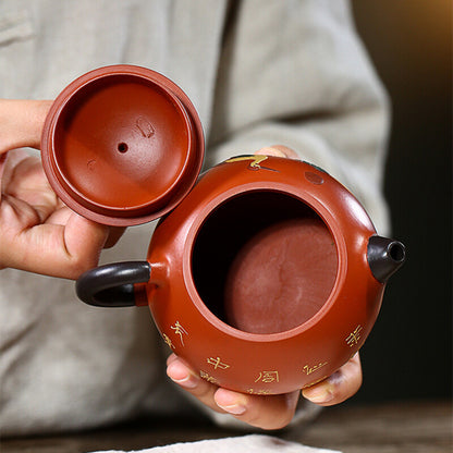 Handmade Tea Pot on Sales Real Yixing Zisha Zhu Clay Marked Pot Crane Relief Pot