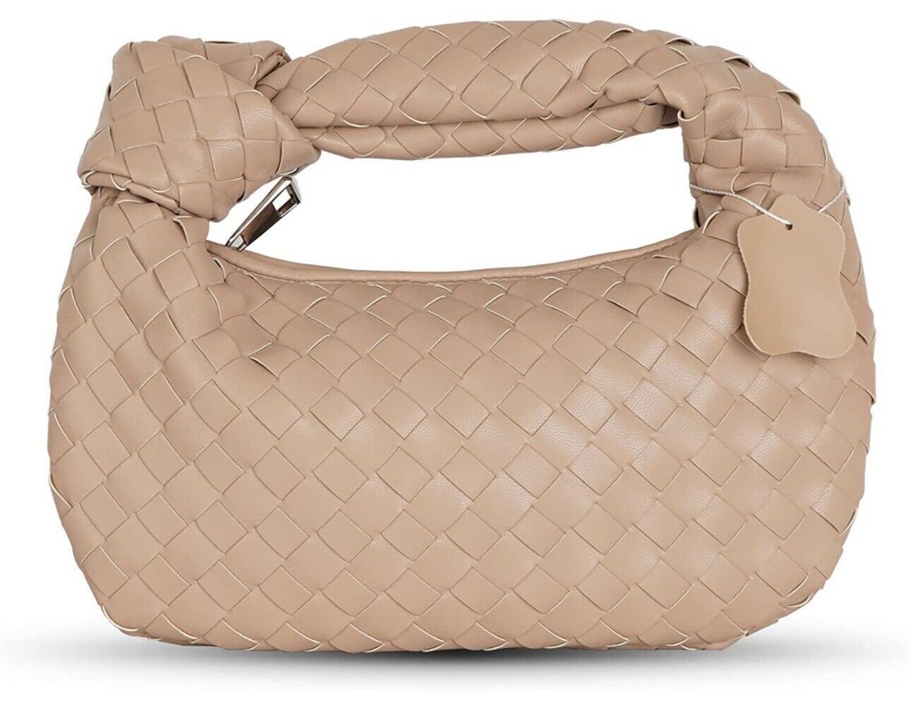 Woven Handbag, Knotted Clutch Bag for Women Soft Leather Hobo Bag Fashion Mini C