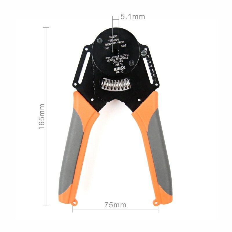 IWD-12 Solid Barrel Pins Plug Spring Terminal Cable Crimper Aviation Crimping