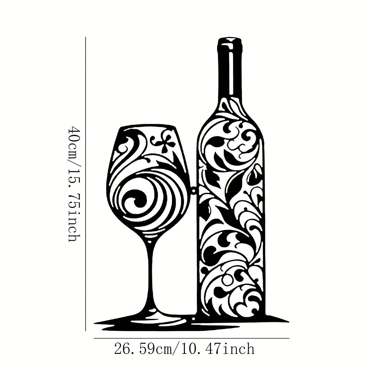 Metal Wine Bottle Wall Art Black Swirl Iron Sculpture Kitchen Home Decor