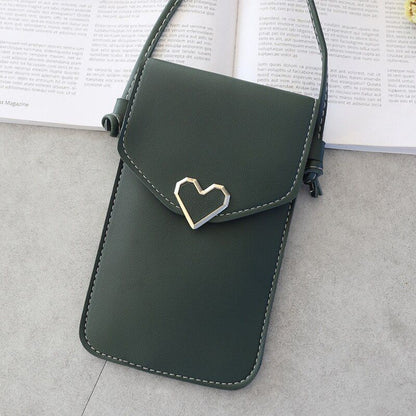 Handbag Women Bags Heart-shaped Transparent Simple Retro Mobile Phone Buckle Bag