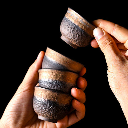 4pcs/lot Crude Pottery Tea Cup Ceramic Master Cup Chinese Kungfu Tea Cup 40ml