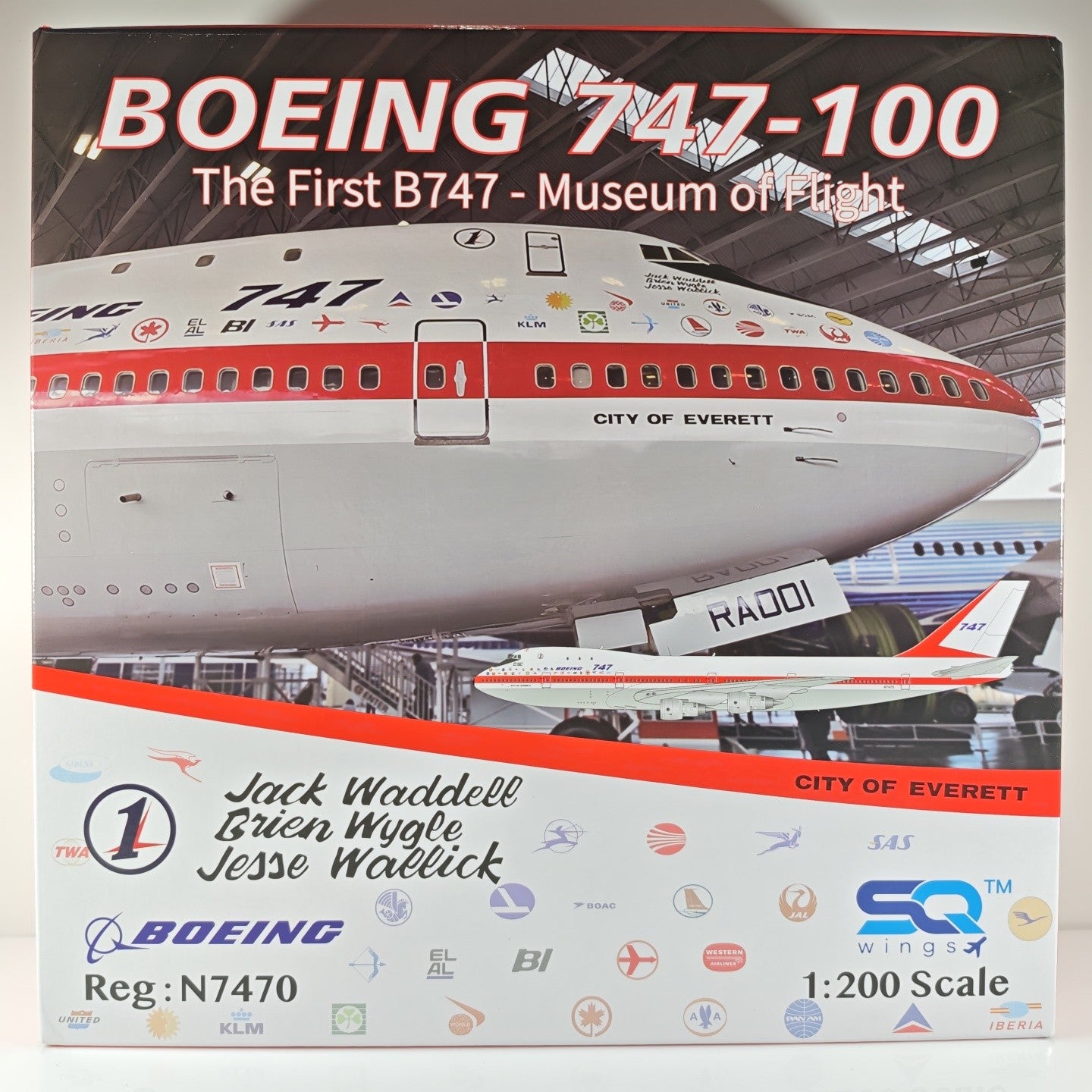 1:200 SQ Wings Boeing 747-100 N7470 Passenger Airplane Diecast Plane Model