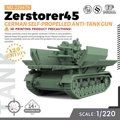 1/220 Military Model Kit German Zerstorer45 Self-Propelled Anti-Tank Gun