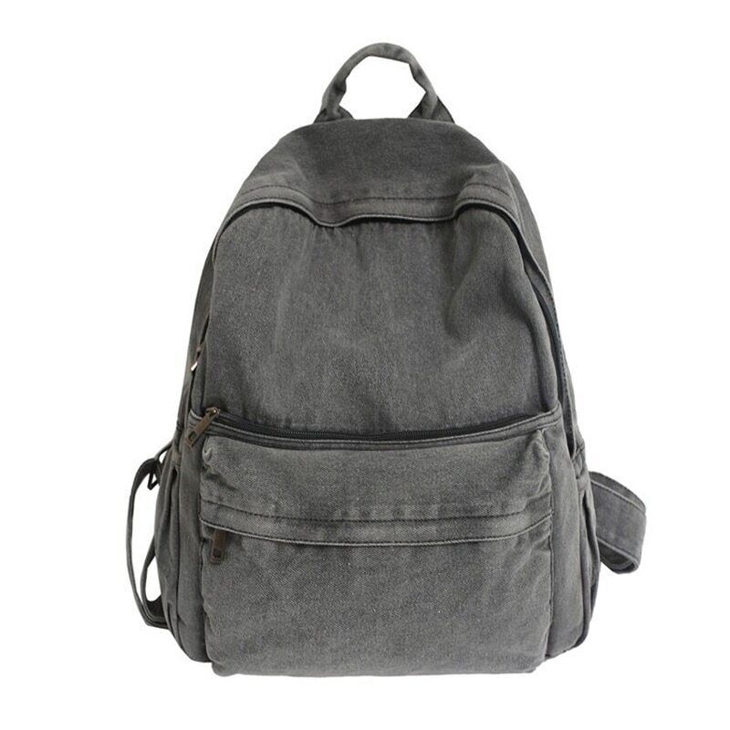 Gray Denim Backpack Women's Travel Outing Shoulder Bag Schoolbags Suitable