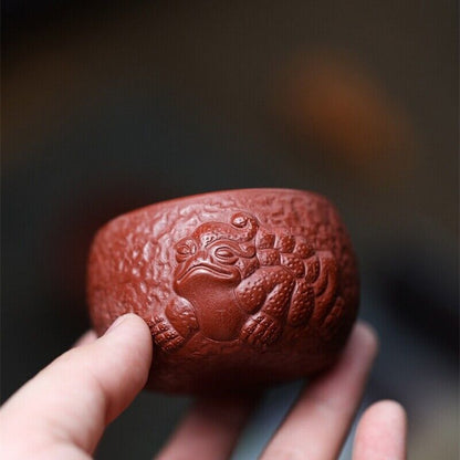 120ml Real Yixing Zisha Purple Clay Tea Cup Toad Carved Handmade Master Cup New