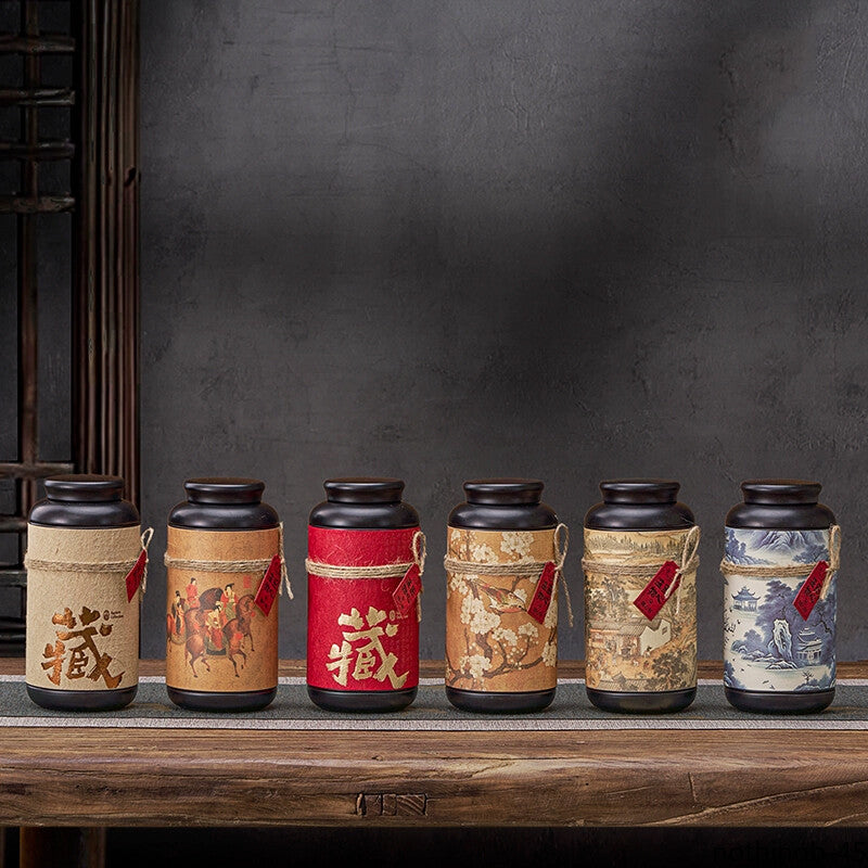 Chinese Tinplate Tea Storage Jar Sealed Portable Jar Tea Container Home Decor